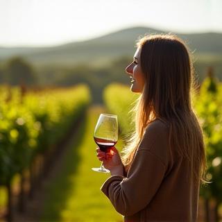 Wine glasses and vineyard view during a tasting tour